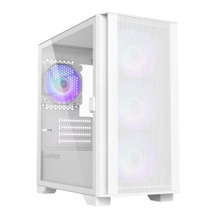 Montech AIR 100 ARGB, Micro ATX Case, TG, 4x120mm ARGB Fans, White