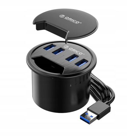 Orico хъб за бюро Desktop grommet USB 3.0 HUB, 4 port - DESK-4U-BK-BP