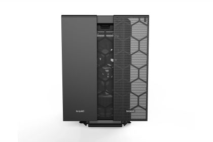 liniște! SILENT BASE 802 Black, E-ATX/ATX/M-ATX/Mini-ITX, 3x Pure Wings 2 140mm, controler de ventilator în 4 trepte cu hub PWM, 2x USB 3.2 Gen. 1, 1x USB 3.2 Gen. 2 Tip C, Microfon + Audio, Capac superior și panou frontal interschimbabil, 3 ani garanție