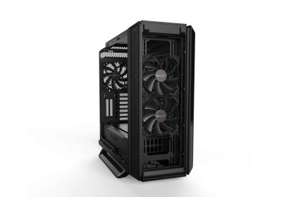 liniște! SILENT BASE 802 Black, E-ATX/ATX/M-ATX/Mini-ITX, 3x Pure Wings 2 140mm, controler de ventilator în 4 trepte cu hub PWM, 2x USB 3.2 Gen. 1, 1x USB 3.2 Gen. 2 Tip C, Microfon + Audio, Capac superior și panou frontal interschimbabil, 3 ani garanție