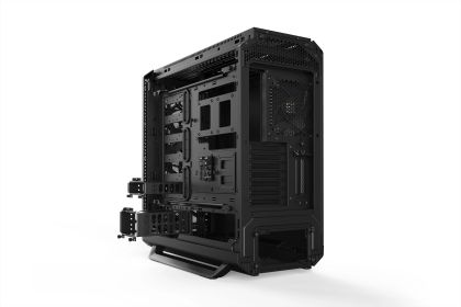 liniște! SILENT BASE 802 Black, E-ATX/ATX/M-ATX/Mini-ITX, 3x Pure Wings 2 140mm, controler de ventilator în 4 trepte cu hub PWM, 2x USB 3.2 Gen. 1, 1x USB 3.2 Gen. 2 Tip C, Microfon + Audio, Capac superior și panou frontal interschimbabil, 3 ani garanție
