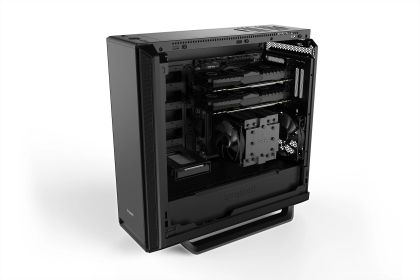 liniște! SILENT BASE 802 Black, E-ATX/ATX/M-ATX/Mini-ITX, 3x Pure Wings 2 140mm, controler de ventilator în 4 trepte cu hub PWM, 2x USB 3.2 Gen. 1, 1x USB 3.2 Gen. 2 Tip C, Microfon + Audio, Capac superior și panou frontal interschimbabil, 3 ani garanție