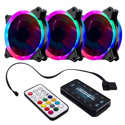 Makki комплект вентилатори FAN SET 3 x Fan 120mm RGB 2 rings, controller, remote