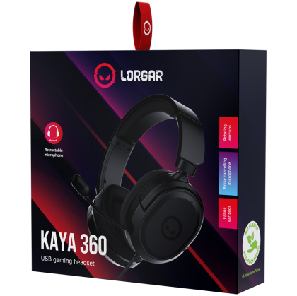 LORGAR Kaya 360, USB Gaming headset with microphone, CM108B, Plug&Play, USB-A connection cable 2m, fabric ear pads, size: 192*184.7*88mm, 0.314kg, black