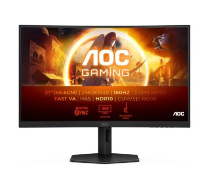 Monitor AOC CQ27G4X, 27" Curved 1500R, Fast VA, WLED, 2560x1440@180Hz, 1ms GtG, 0.5ms MPRT, 300cd m/2, 4000:1, 80M:1 DCR, Adaptive Sync, FlickerFree, Low Blue Light, Tilt, Height Adjust, Swivel, 2xHDMI, DP