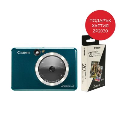 Фото принтер Canon instant camera printer  Zoemini S2 ZV223, Teal + Zink Paper ZP-203020S 20 Sheets (5 x 7.6 cm)