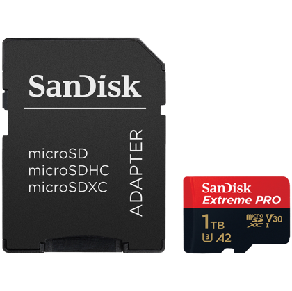 SanDisk Extreme PRO microSDXC 1TB + SD Adapter + 2 years RescuePRO Deluxe up to 200MB/s & 140MB/s Read/Write speeds A2 C10 V30 UHS-I U3, EAN: 619659188535