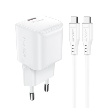 Acefast Charger Wall GaN PD20W - A73 Mini with 1.2m cable - USB-C x 1, White