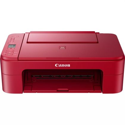 Мастилоструйно многофункционално устройство Canon PIXMA TS3352 All-In-One, Red + Canon Photo Cube and Frame + PP-201 5x5” Photo Paper Plus Glossy II (40 sheets) - Creative Pack, Pink