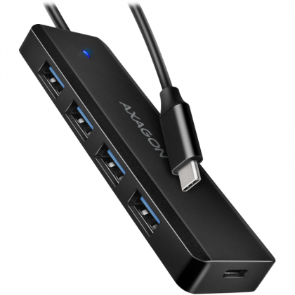 AXAGON HUE-C1C 4x USB3.2 Gen 1 Travel hub, USB-C power IN, cu. Cablu tip C de 20 cm