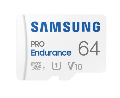 Памет Samsung 64 GB micro SD PRO Endurance, Adapter, Class10, Waterproof, Magnet-proof, Temperature-proof, X-ray-proof, Read 100 MB/s - Write 30 MB/s