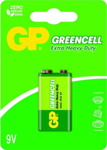 Baterie zinc carbon GP 1604GLF-U1, 6F22, 9V, Greencell, 1 buc. blister