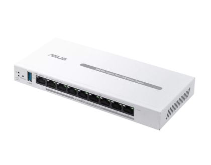 Рутер Asus Business Gigabit PoE+ VPN Wired Router, ExpertWiFi EBG19P, 8 PoE+ ports, 123W, 1 gigabit WAN+2 gigabit WAN/LAN, USB 3.2, PoE centralized control, SDN, guest portal, Multi-WAN, Commercial-Grade Network Security & VPN, wall mounting,White