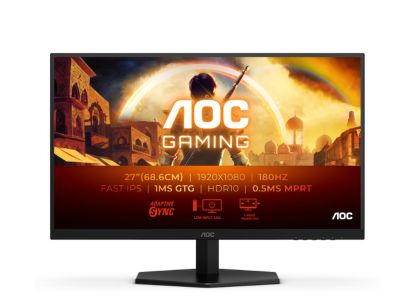 Монитор AOC 27G42E, 27" Fast IPS WLED, 1920x1080@180Hz, 1ms GtG, 0.5ms MPRT, 300cd m/2, 1000:1, 80M:1 DCR, Adaptive Sync, FlickerFree, Low Blue Light, Tilt, HDMI, DP