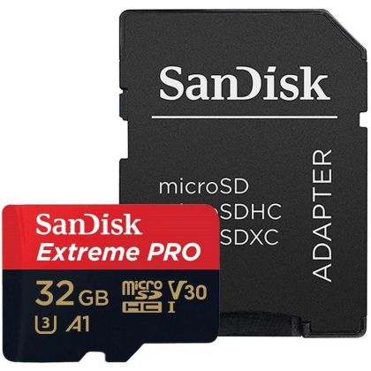 Card de memorie Card microSDHC Sandisk Extreme® Pro, 32 GB, Adaptor SD, Clasa 10, A1, V30, UHS-I, U3, 100 Mb/s