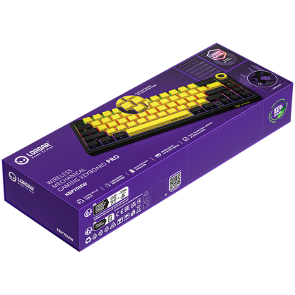 LORGAR KBP70MW, Wireless 65% Mechanical Gaming Keyboard Pro, Black/yellow, EN layout