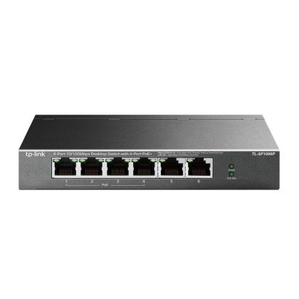 Суич TP-Link - TL-SF1006P, 6 порта, черен