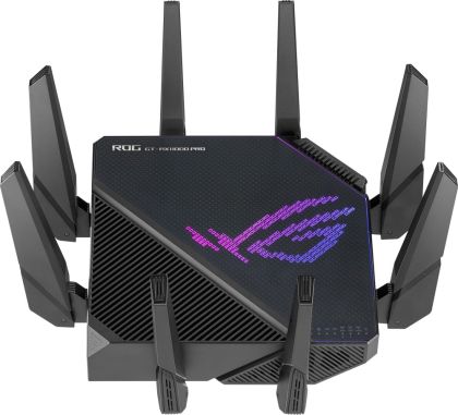 Рутер Asus Gaming Wireless Router,ROG Rapture GT-AX11000 Pro, AX11000, Tri-Band, Quad-Core 2.0GHz CPU, 256MB/1GB Flash/RAM, 10G port, AiProtection Pro, Adaptive QoS, VPN Fusion, IPTV, OFDMA, MU-MIMO, Beamforming, Link Aggregation, Port forwarding, AiMesh,