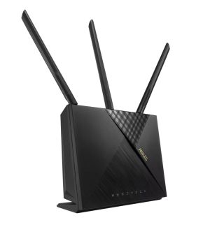 Рутер Asus 4G Router, 4G-AX56, AX1800, 4G+ Cat.6, LTE: Downlink 300 Mbps / Uplink 50 Mbps, 128MB/512MB Flash/RAM, Captive portal,  Aiprotection Classic, Traditional QoS, VPN server/client, IPTV, Beamforming,Black