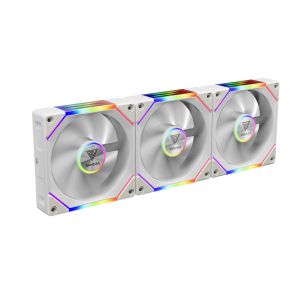 Gamdias Fan Pack 3-in-1 3x120mm - AEOLUS P2-1203 White, Swappable Fan Blades (Reverse Fan Blades Included), Daisy-Chain, Infinity Mirror