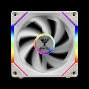 Gamdias Fan Pack 3-in-1 3x120mm - AEOLUS P2-1203 White, Swappable Fan Blades (Reverse Fan Blades Included), Daisy-Chain, Infinity Mirror