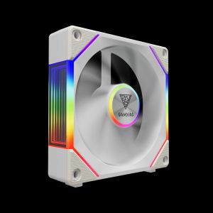 Gamdias Fan Pack 3-in-1 3x120mm - AEOLUS P2-1203 White, Swappable Fan Blades (Reverse Fan Blades Included), Daisy-Chain, Infinity Mirror