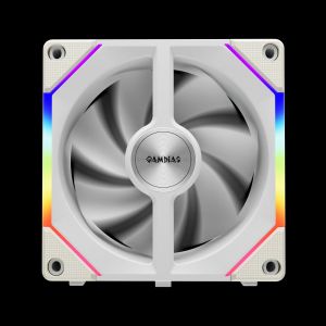 Gamdias Fan Pack 3-in-1 3x120mm - AEOLUS P2-1203 White, Swappable Fan Blades (Reverse Fan Blades Included), Daisy-Chain, Infinity Mirror