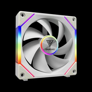 Gamdias Fan Pack 3-in-1 3x120mm - AEOLUS P2-1203 White, Swappable Fan Blades (Reverse Fan Blades Included), Daisy-Chain, Infinity Mirror