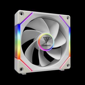 Gamdias Fan Pack 3-in-1 3x120mm - AEOLUS P2-1203 White, Swappable Fan Blades (Reverse Fan Blades Included), Daisy-Chain, Infinity Mirror