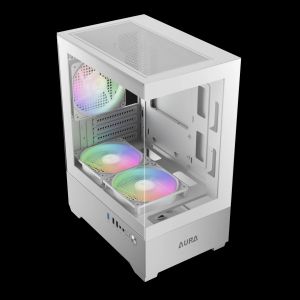 Gamdias Case mATX - AURA GC9M White - 3 x 120 mm A-RGB, Tempered Glass