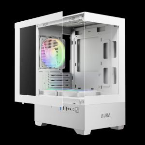 Gamdias Case mATX - AURA GC9M White - 3 x 120 mm A-RGB, Tempered Glass