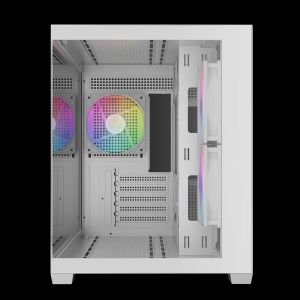 Gamdias кутия Case mATX - AURA GC10M White - 3 x 120 mm A-RGB, Tempered Glass