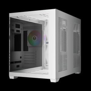 Gamdias кутия Case mATX - AURA GC10M White - 3 x 120 mm A-RGB, Tempered Glass