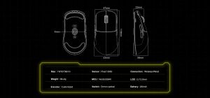 Scyrox професионална геймърска мишка V8 Black - Wireless Gaming Mouse - 8K Polling Rate