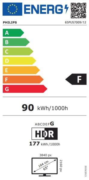 Philips TV 65PUS7009/12, 65" 4K UHD DLED, 3840 x 2160, DVB-T/T2/T2-HD/C/S/S2, Pixel Precise UHD, VRR, HDR+, HLG, Titan OS, Dolby Vision, Dolby Atmos HDMI*3, 2* USB, 802.11n, Lan, 20 W RMS, negru
