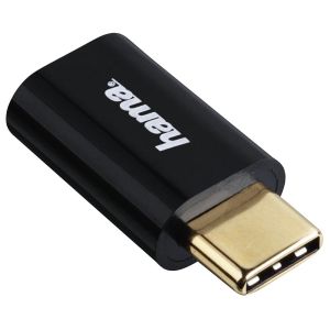 Adaptor HAMA, Micro USB mamă - USB-C tată, 480 Mbit/s, Negru