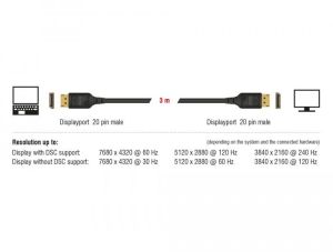 Delock DisplayPort cable 8K 60 Hz 3 m DP 8K certified