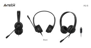 А4tech HU-8 Слушалки с микрофон, USB, въртящ се микрофон
