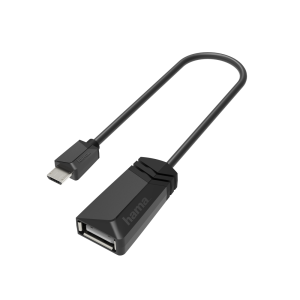 Cablu HAMA, USB 2.0 OTG micro USB - USB 2.0 mamă, 480 Mbit/s, Negru
