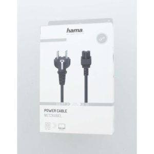 Захранващ кабел HAMA, Шуко, 3pin(IEC C5) женско, 1.5м, Черен