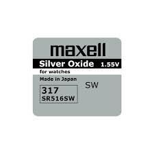 Бутонна батерия сребърна MAXELL SR516 SW /317/  1.55V