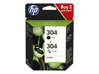 Pachet de 2 cartușe de cerneală originale HP 304 negru/tricolor