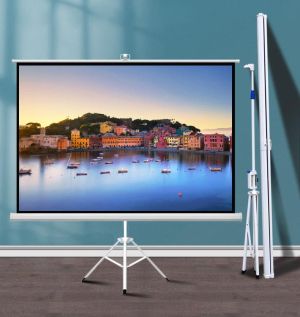 Screen on stand ESTILLO 244 x 183 cm, 120", white, with black frame, 4:3, 11 kg