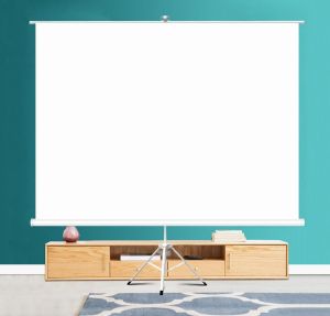 Screen on stand ESTILLO 244 x 183 cm, 120", white, with black frame, 4:3, 11 kg