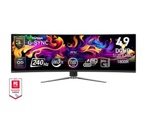 Монитор MSI MPG 491CQPX QD-OLED, 0.03ms, 240Hz, OLED, 5120 x 1440 (DQHD), 32:9, CURVE 1800R, G-Sync Compatible, HDR True Black 400, 450 nits, 99% DCI-P3, AR, DP(1.4a), 2xHDMI 2.1, 1xTypeC DP alt. w/PD (98W), USB Hub, Heigh Adj., VESA, Black, 10.6kg