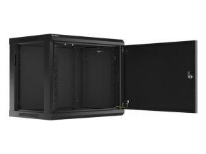 Комуникационен шкаф Lanberg rack cabinet 19" wall-mount 9U/600x450 for self-assembly with metal door  black (flat pack)