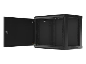Комуникационен шкаф Lanberg rack cabinet 19" wall-mount 9U/600x450 for self-assembly with metal door  black (flat pack)