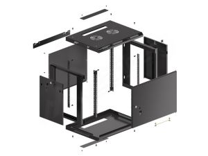 Комуникационен шкаф Lanberg rack cabinet 19" wall-mount 9U/600x450 for self-assembly with metal door  black (flat pack)