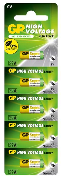 Алкална батерия GP 9 V, 5бр. в блистер, Цената е за 1 батерия, А29, A32, A25
