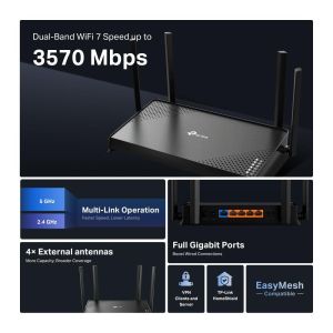 Wireless Router TP-Link Archer BE220 Dual-Band Wi-Fi 7